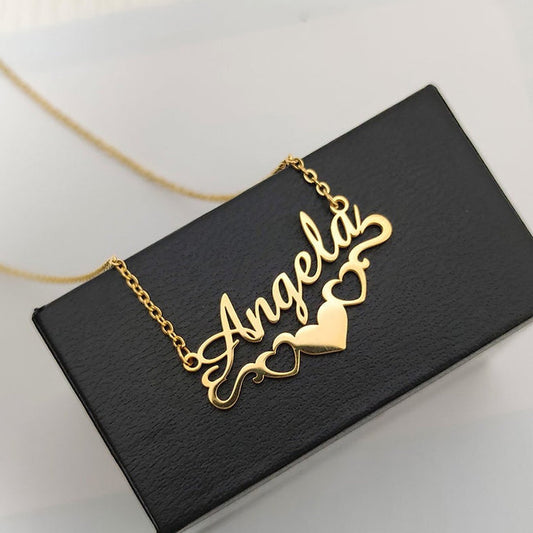 Bottom heart name necklace
